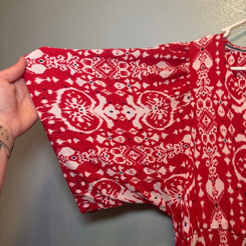 Women's Knox Rose Red White Boho Patterned High Low Maxi Dress XS - Picture 6 of 9